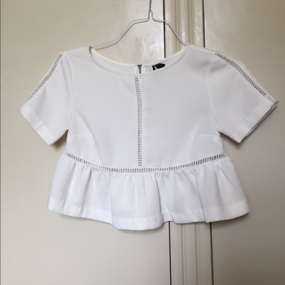 Topshop White Cut Out Blouse